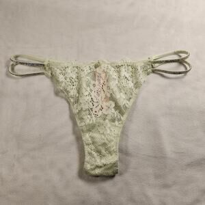Victoria's Secret Pastel Green Shine Strap Shimmer Lace Brazilian Panty - Large